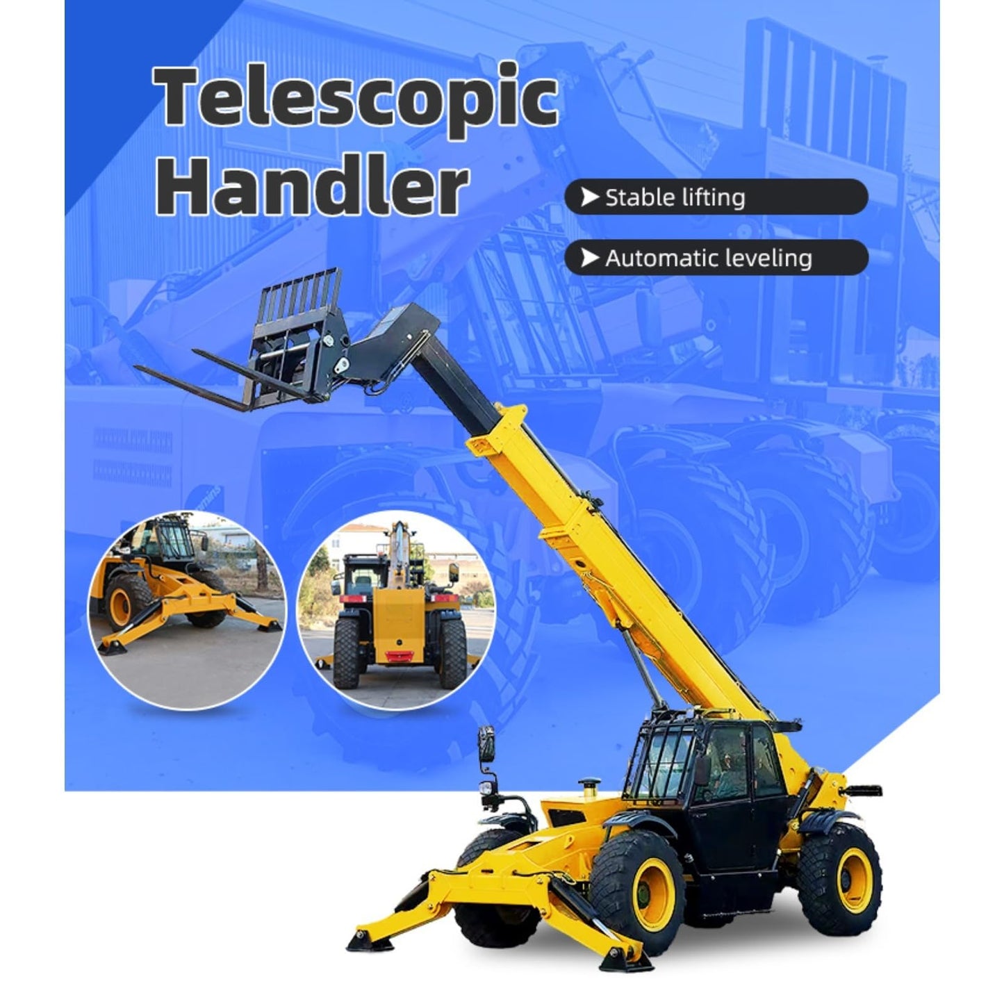 High-Stack Operations Telescopic Boom Forklift with 4-Wheel Steering for Construction Sites, Industrial Yards, and Agricultural Fields