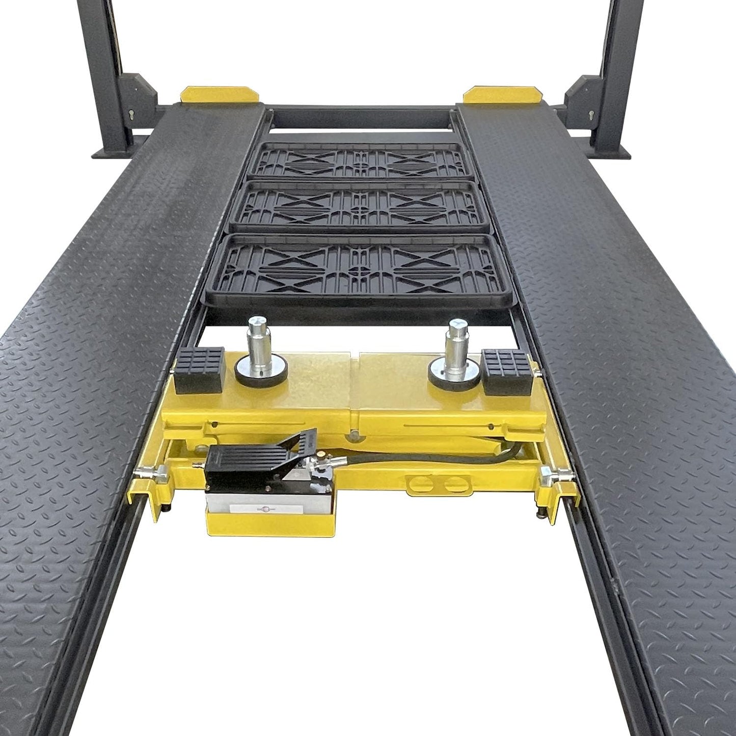 HPDMC 8500 lbs Four Post Parking Lift, 110V Heavy Duty 4 Post Lift w/Caster, Suit with Rolling Jack Bridge Jack for Workshop, Maintenance Shop 1 Year Warranty