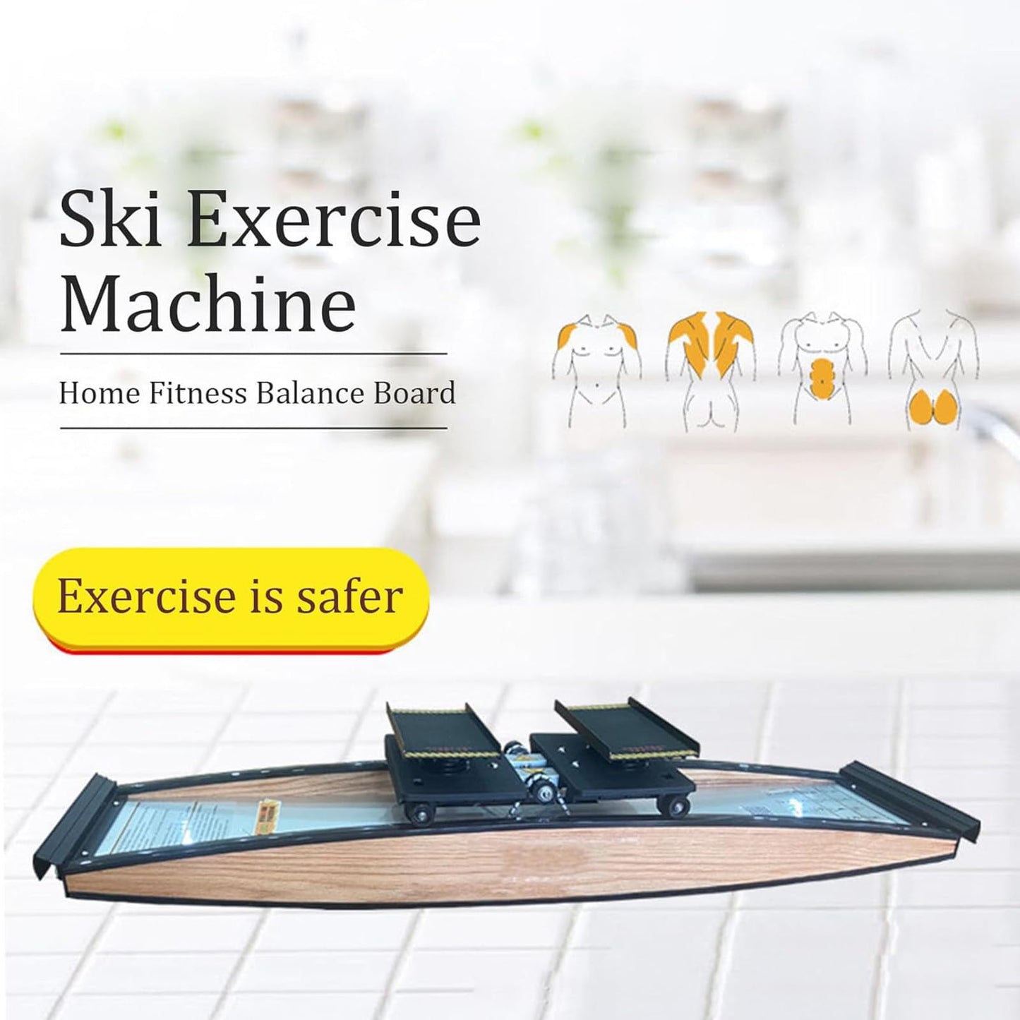 CVGfko Ski Training Device,Snowboard,Ski Exercise Machine,Indoor Gym Simulation Ski Rowing Aerobic Equipment,Adjustable Resistance,for Waist,Abdomen and Leg Training Machine