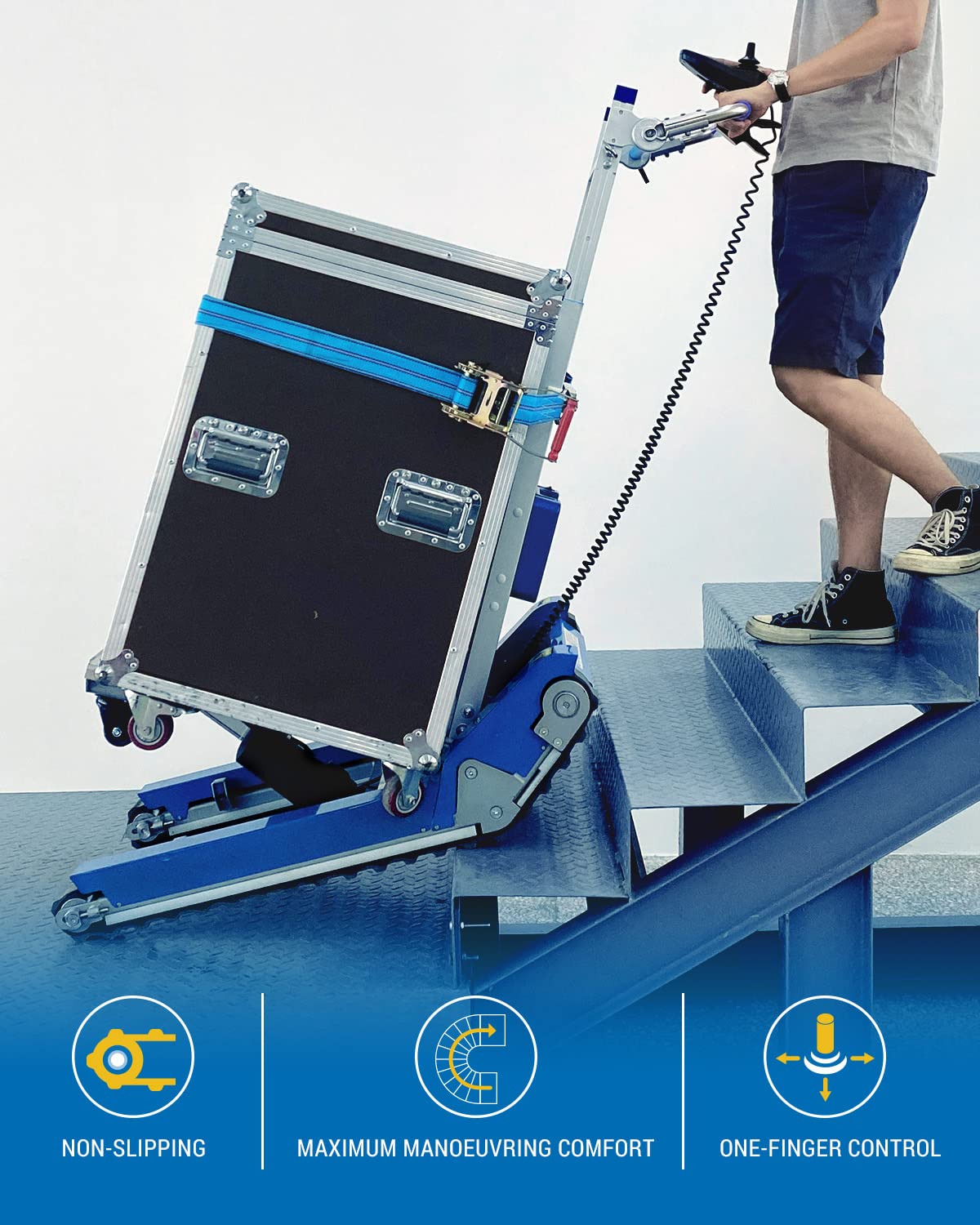 XSTO CT420SC Electric Heavy Duty Stair Climbing Hand Truck Dolly, 925 lbs Capacity with Support Wheels and 2 Motors, AutomaticTrack Stair Climbing Dolly for Heavy Duty Material Handling