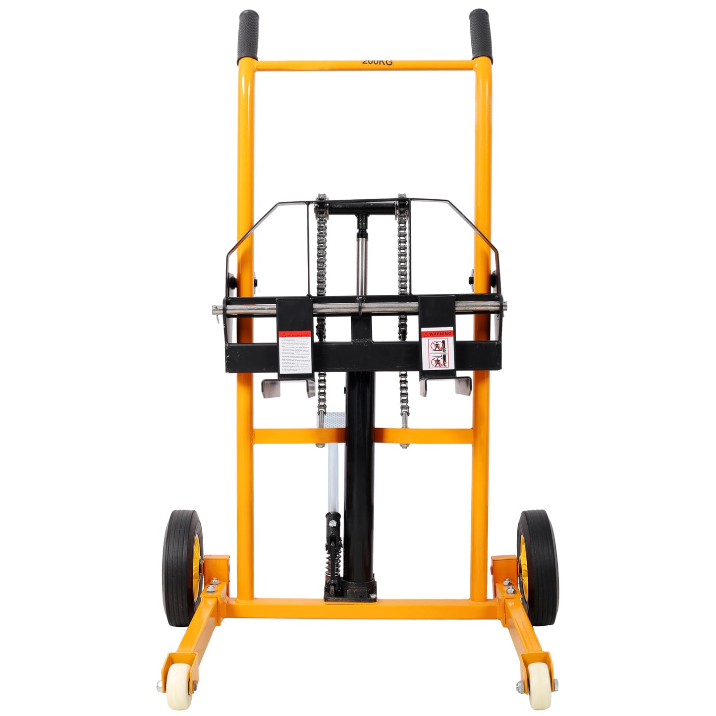 Manual Forklift Pallet Stakcer, Load Capacity 440 Lbs, Hydraulic Material Lift 35.5" Lift Height with Adjustable Forks and Fixed Legs Pallet Truck Dolly Stacker,4PCS Wheels. Yellow Color