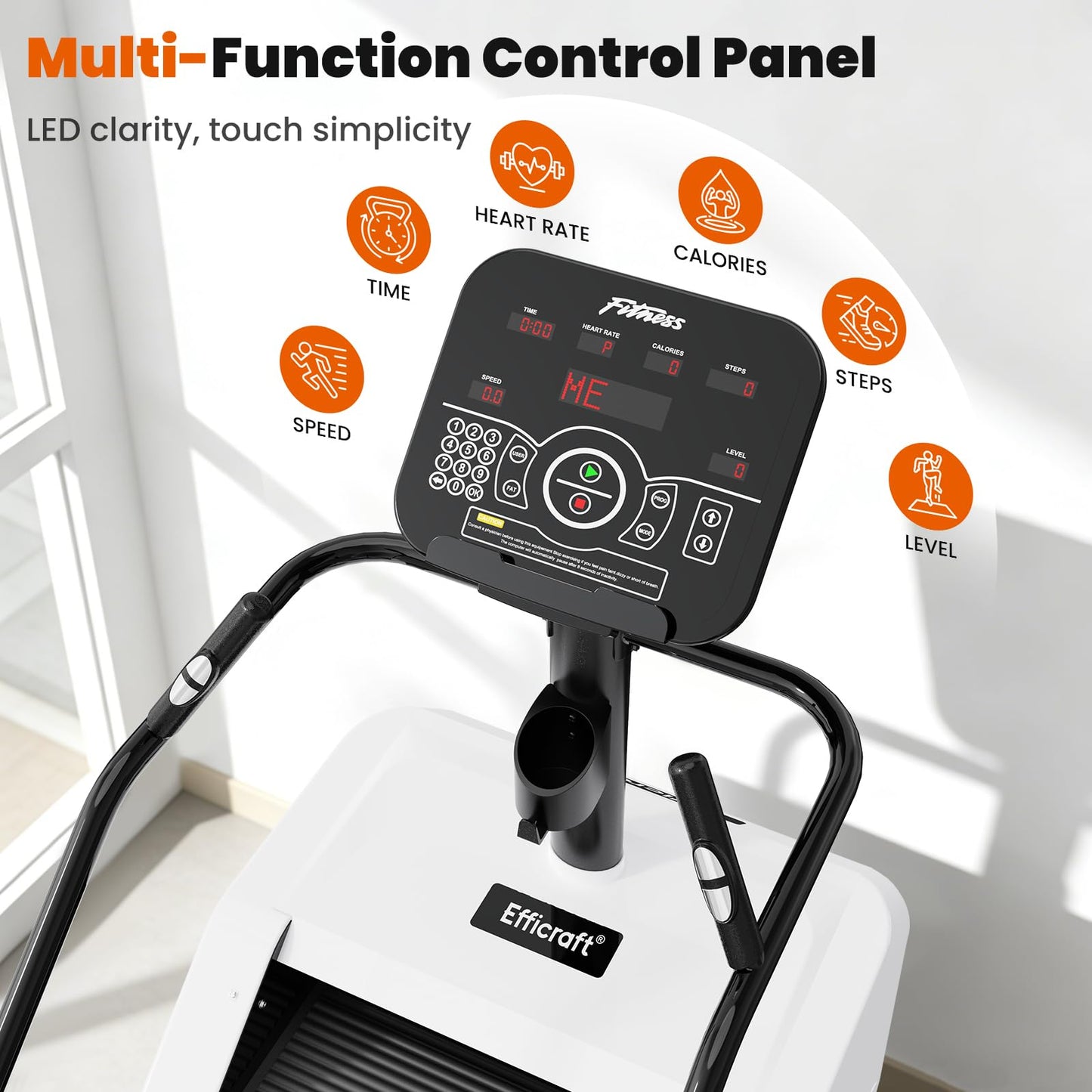 EFFICRAFT Stair Stepper Machine for Home Gym, Commercial Grade Stair Climber Stair Master with LED Screen, 15 Speed Levels, 15–164 Steps/Min, Heavy-Duty Steel Frame for Cardio Training