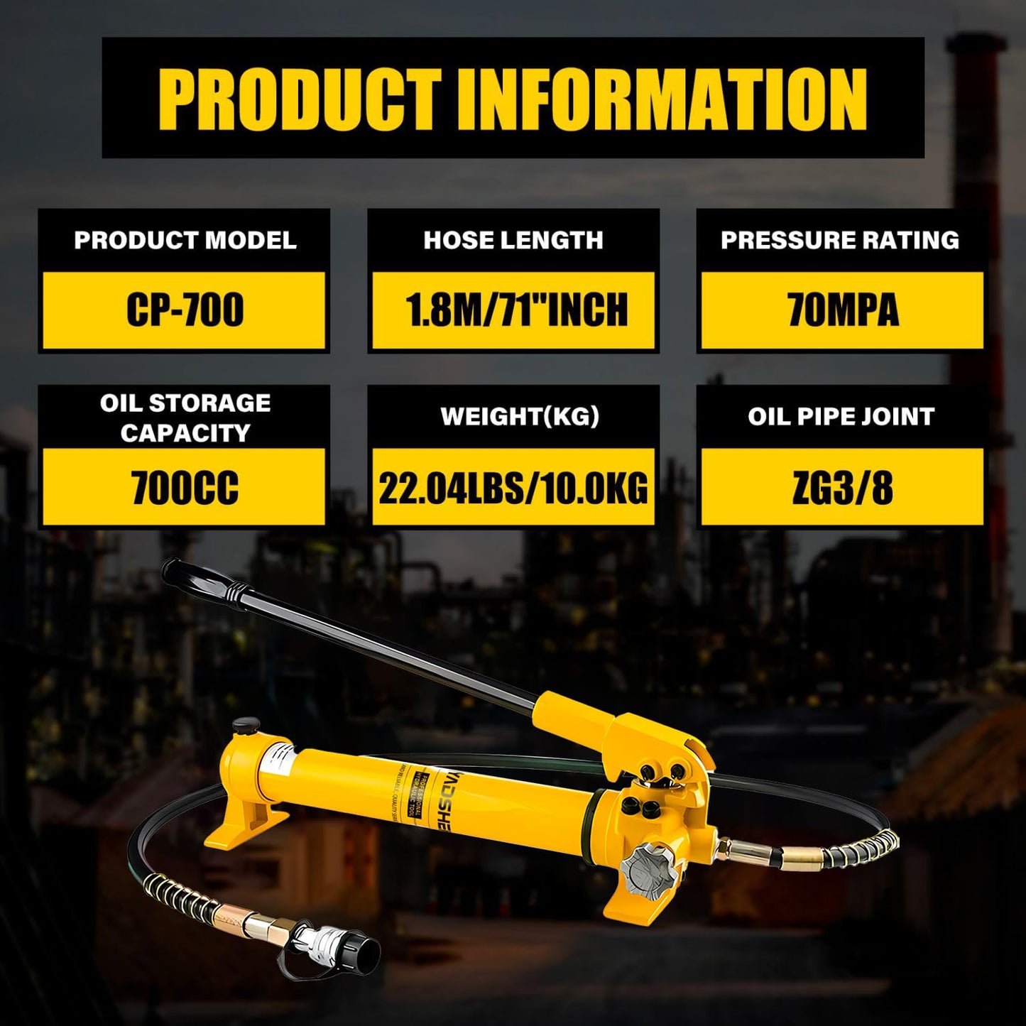 HYADSHEN 50 ton Hydraulic Cylinder Jack Sets Porta Power Ram Jack Kit with CP-700 Hydraulic Hand Pump, 2” Stroke Hydraulic Cylinder Jack Single Acting Lifting Cylinder Retract Automatically