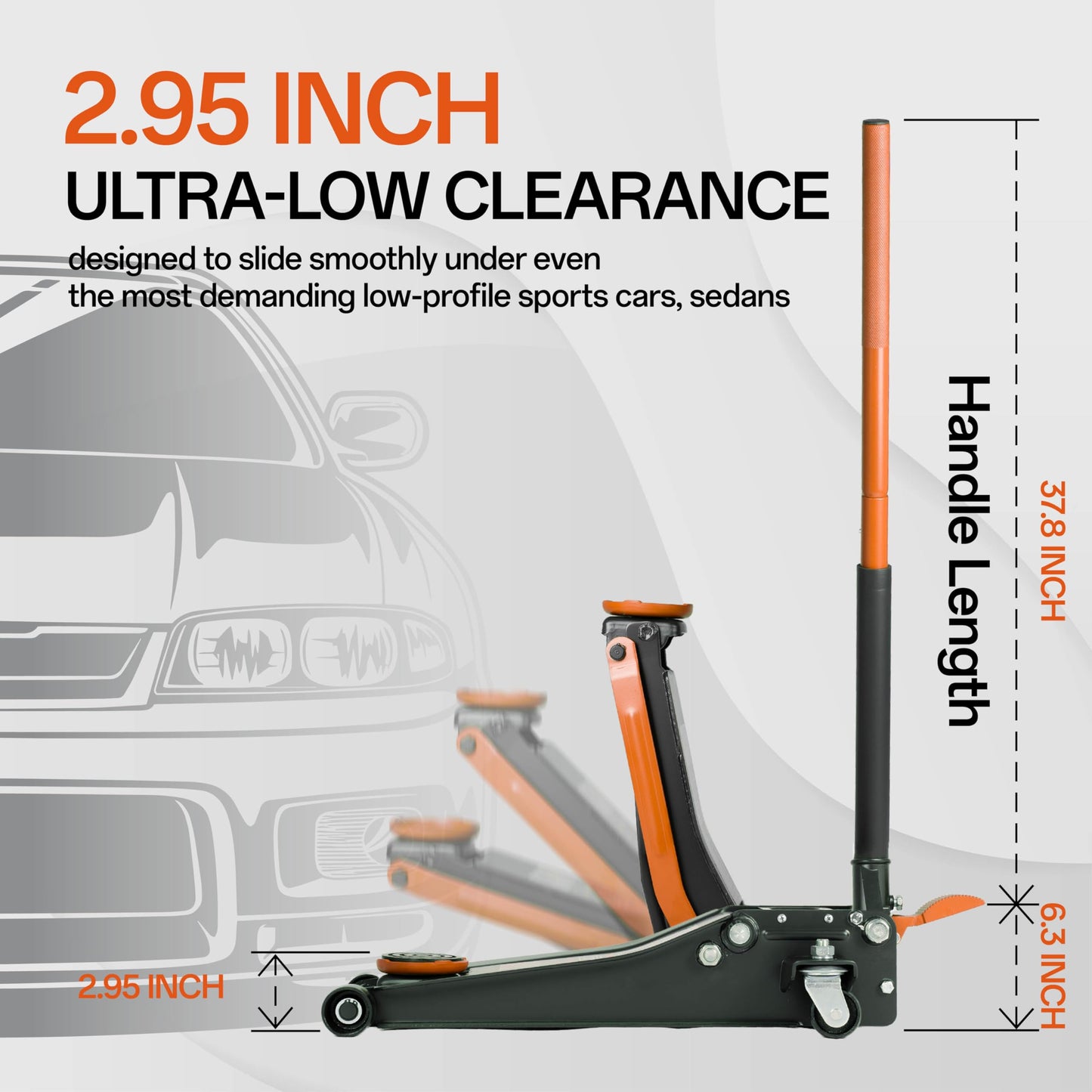 Maxority 3-Ton (6600lbs) Low Profile Hydraulic Heavy-Duty Steel Floor Jack with Dual Pistons Quick Lift Pump, Home and Workshop Car Maintenance for Various Vehicles (Orange, 3 Ton Low Profile)