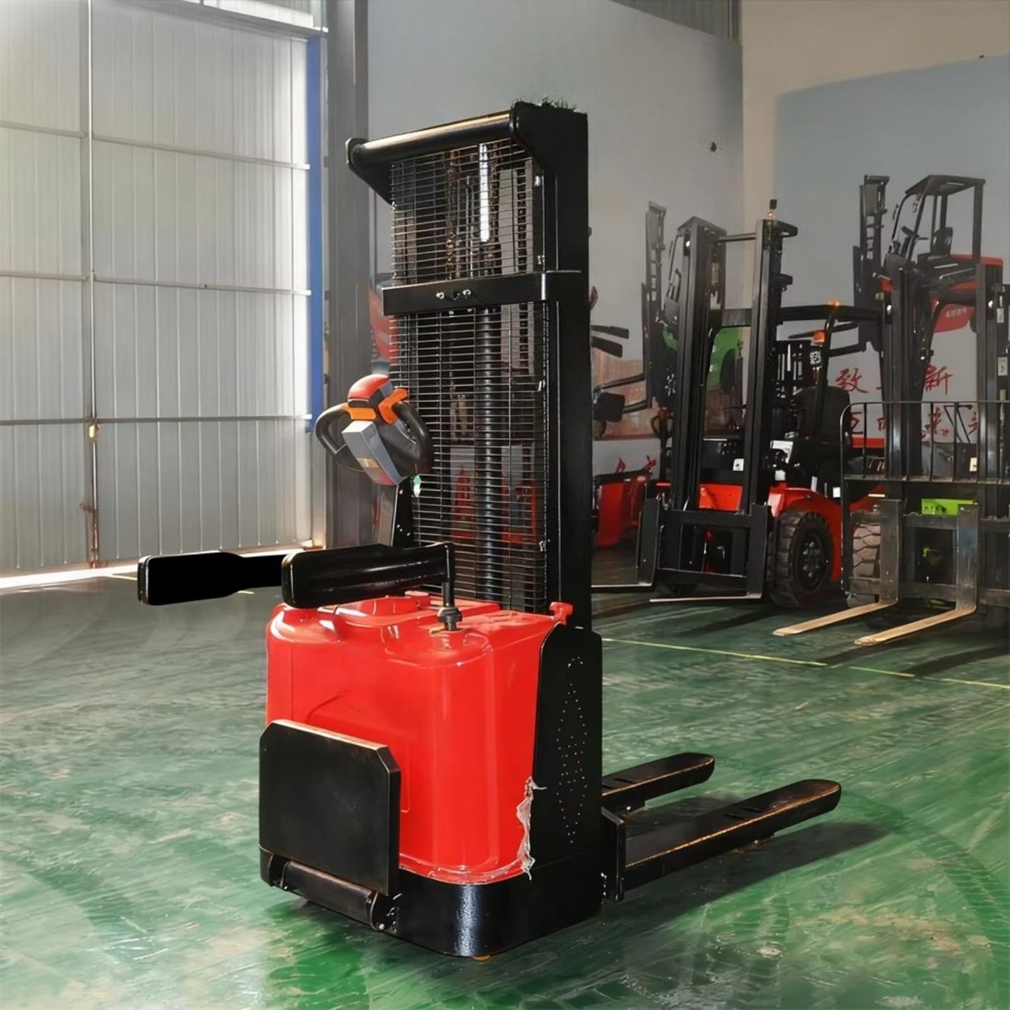Full Electric Walkie Pallet Stacker 1000kg 1500kg 3000mm Lift Height Stable Straddle Legs Hand Push Electric Stacker for Warehouse Cargo Lifting and Logistics Handling