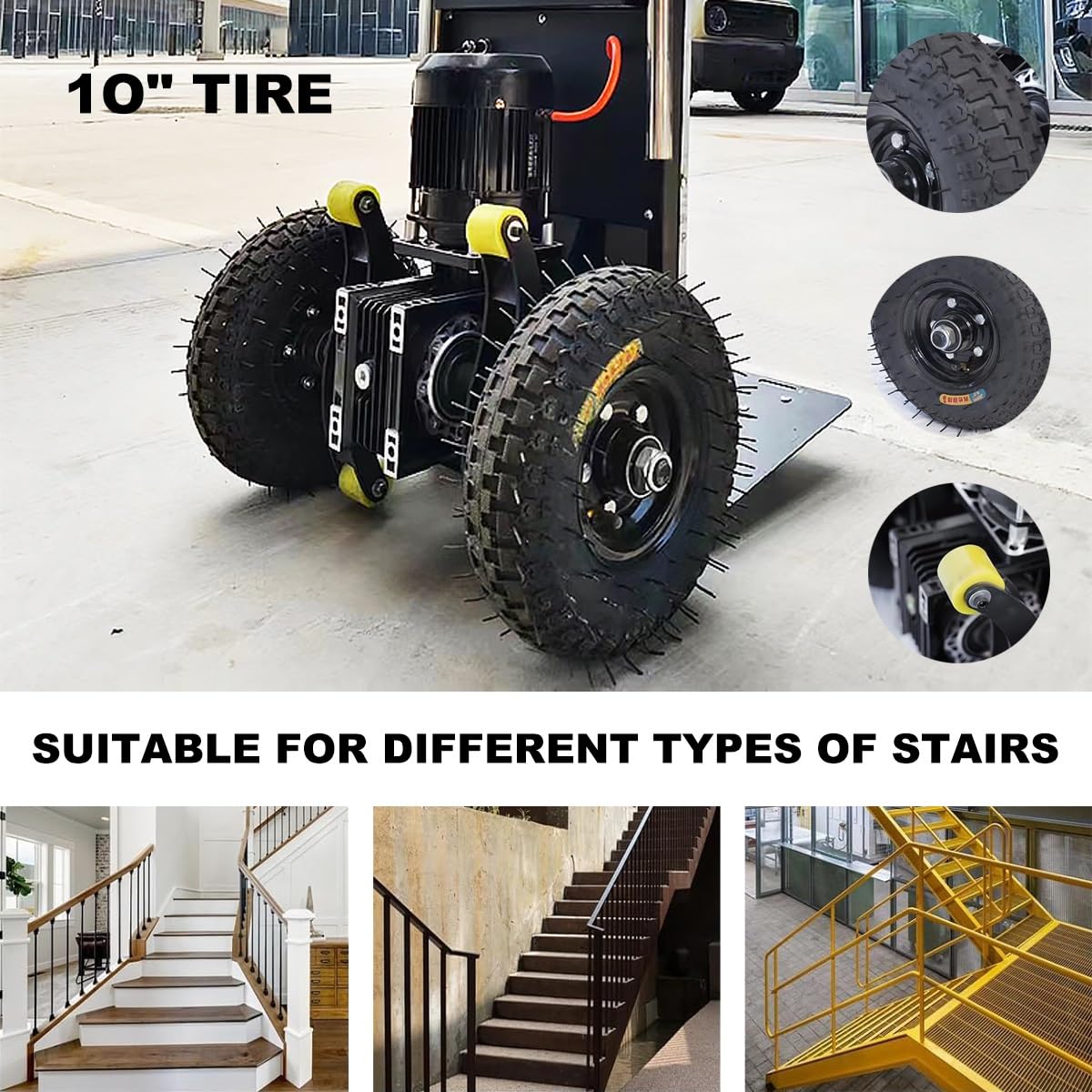 WMWZPYH Black Electric Stair Climbing Dolly, Moving Heavy Objects Up and Down Stairs Effortless, 881lb Capacity Powered Stair Climber Cart, 48V Battery Powered, 2200W Heavy Duty Hand Trucks