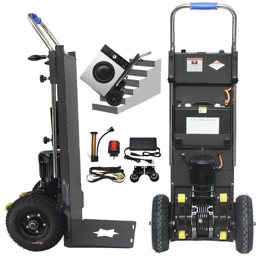 JJZZHG 880lb Electric Stair Climbing Hand Trucks Dolly Cart for Moving, 1200W Motor Power Heavy Duty Folding Stair Climber Cart Hand Trolley with Solid Wheel (Black)