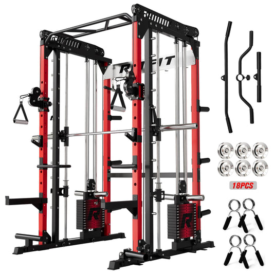 RitFit WSM1 Weight Stack Set 286lbs for M1 Smith Machine, Compatible with M1 & M1 Pro Power Cage (Smith Machine with Weight Stack Red)