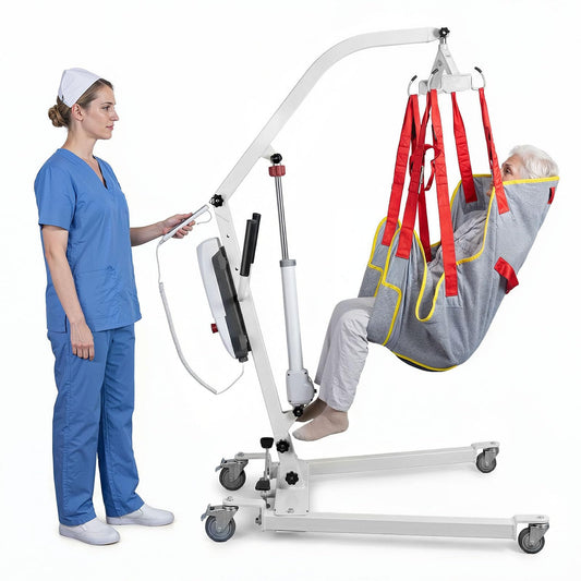 noerishia Electric Transfer Lift Chair, 440 lbs Capacity Battery Powered Patient Lift with Sling, Floor to Bed Transfer Aid for Elderly, Home Care Hospital Healthcare Facilities