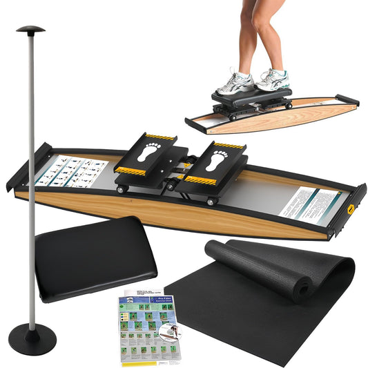 Fablestoryem Ski Training Machine, 3D Cross Trainer, Ski Training Device, Indoor Simulation Ski/Rowing Aerobic Equipment, Mute Rubber Rollers