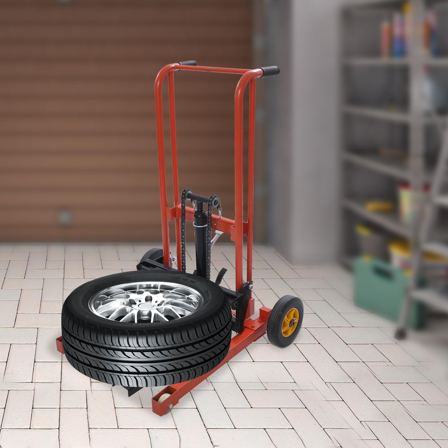 Hydraulic Material Lift Pallet Truck, Adjustable Lift Stacker with Hydraulic Winch, 577 lbs Load Capacity, 39.5" Lifting Height, Ergonomic Handles, Heavy-Duty Mobility for Warehouse & Logistics