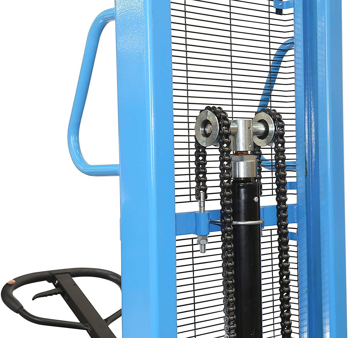 DoubleWin Manual Forklift Pallet Stacker with Straddle Legs, High Lift Straddle Stacker Pallet Lifter Truck with Adjustable Forks,2200lbs Capacity 63" MAX Lifting Height for Wharehouse and Industrial