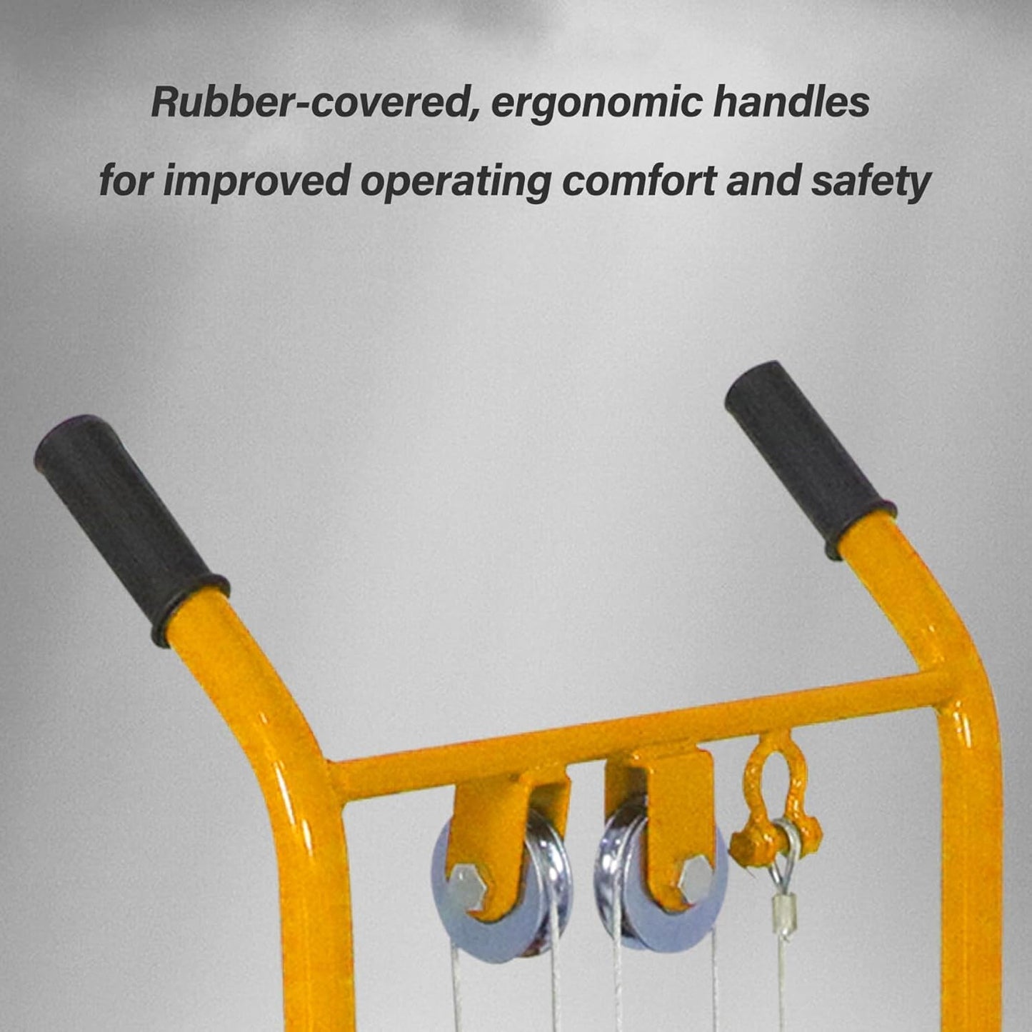 Apollo Material Lift Winch Stacker, Manual Pallet Truck Dolly 440 lbs Capacity, 35.4" Max Lift Swivel Casters Lift Table, Fork Lift with Steel Platform-Yellow