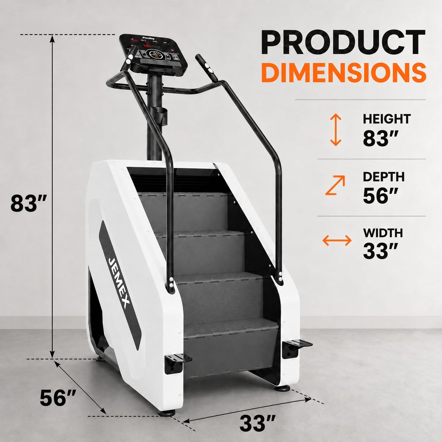 JEMEX Stair Stepper Machine, Heavy Duty Stair Climber with 15 Resistance Levels, Low Impact Cardio for Home Gym, Infrared Auto-Lock, LED or Standard Model, 375 lbs (White, Standard Button)