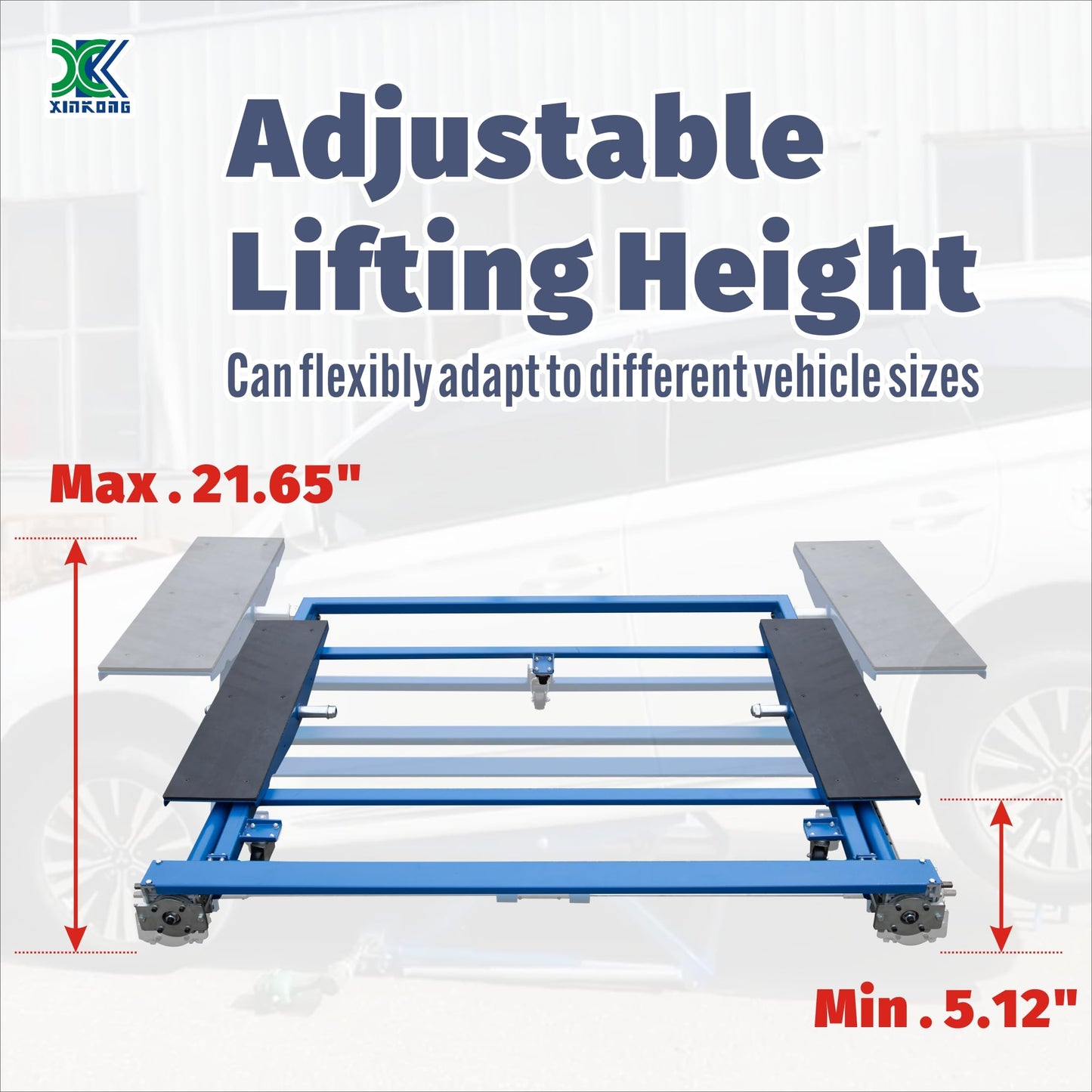 XK Portable Car Lift LM250T – 5511 lbs Auto Scissor Lift with Dual Platforms & 2 Adjustable Support Stands, Adjustable Width & Height, Heavy-Duty Vehicle Lift for Home Garage & Auto Repair Shop