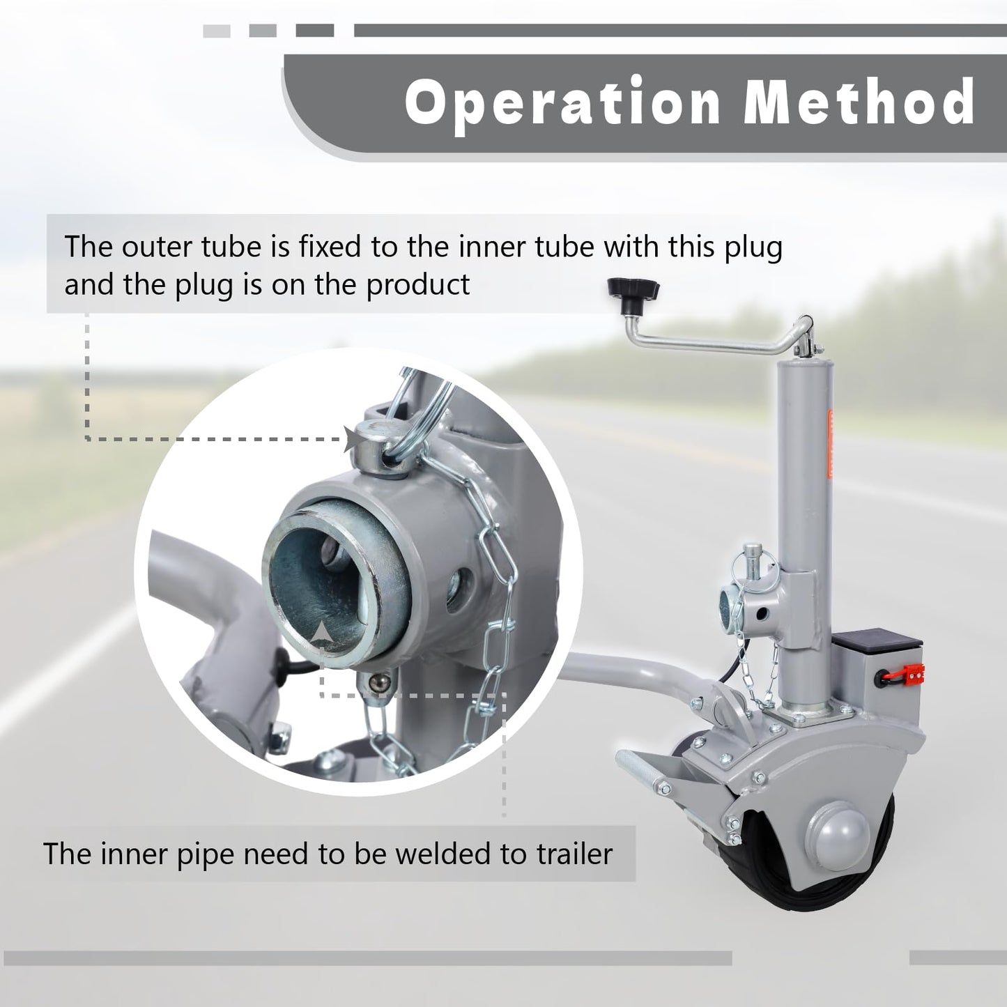 Adjustable Electric Trailer Dolly, Full Speed 5000lbs Powerful Towing Capacity, 350W 12V Trailer Jockey Wheel with 22 Ft/min Moving Speed, 8'' Rubber Tire, Universal Fit for Caravan, Boat
