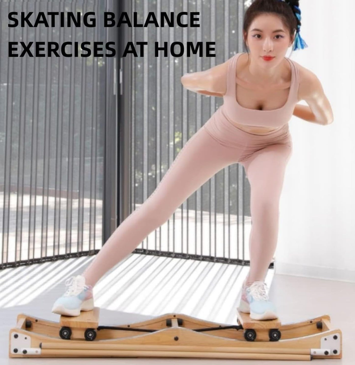 Leg Training Machine Sculpt Strengthen Solid Wood Leg Trainer Ski Machine for Women - Pelvic Floor, Inner Thigh Exerciser