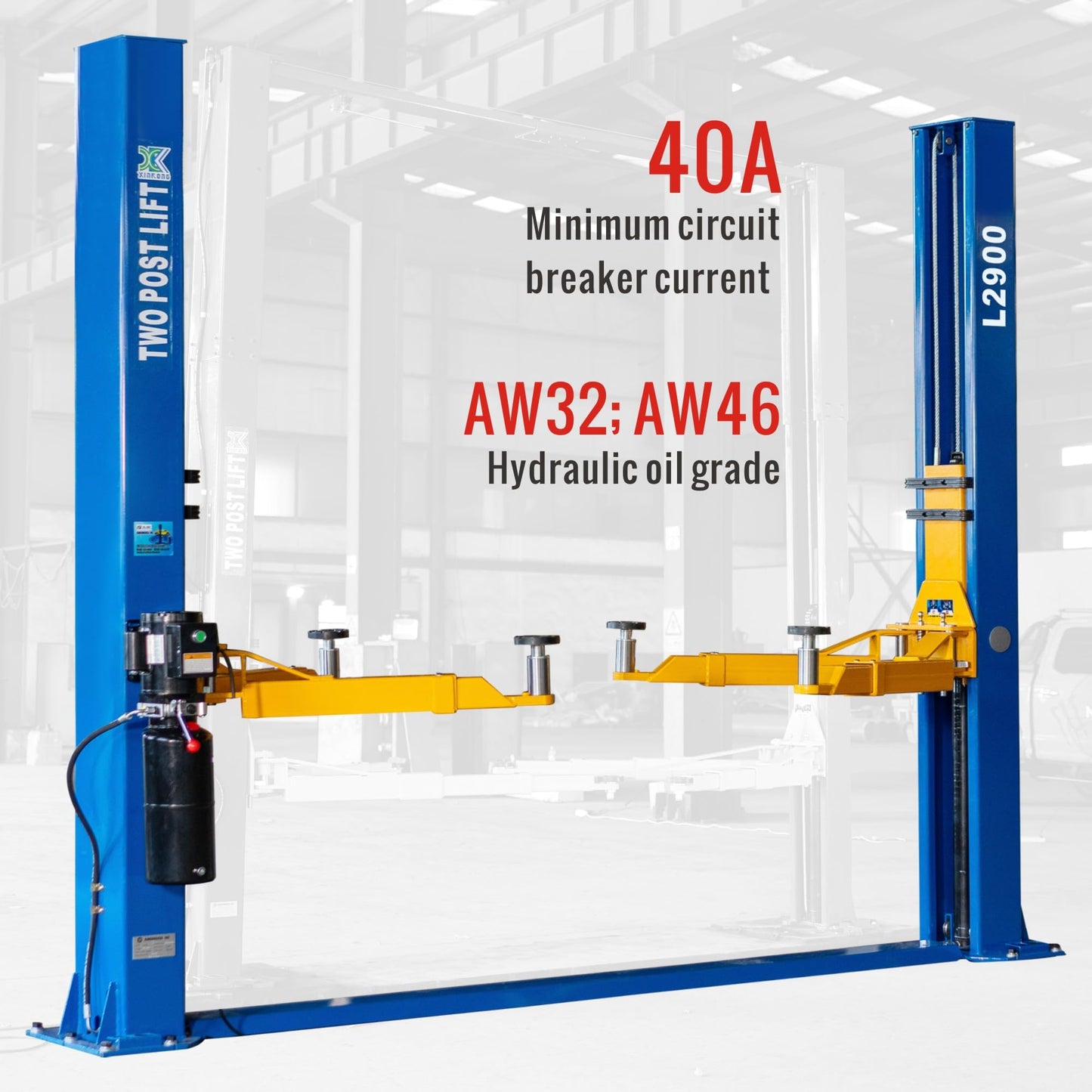 XK-Two Post L2900 110V Car Lift, 9000 lb Capacity, 110V, Floor Mount Auto Hoist, Blue 12 Month Parts Replacement