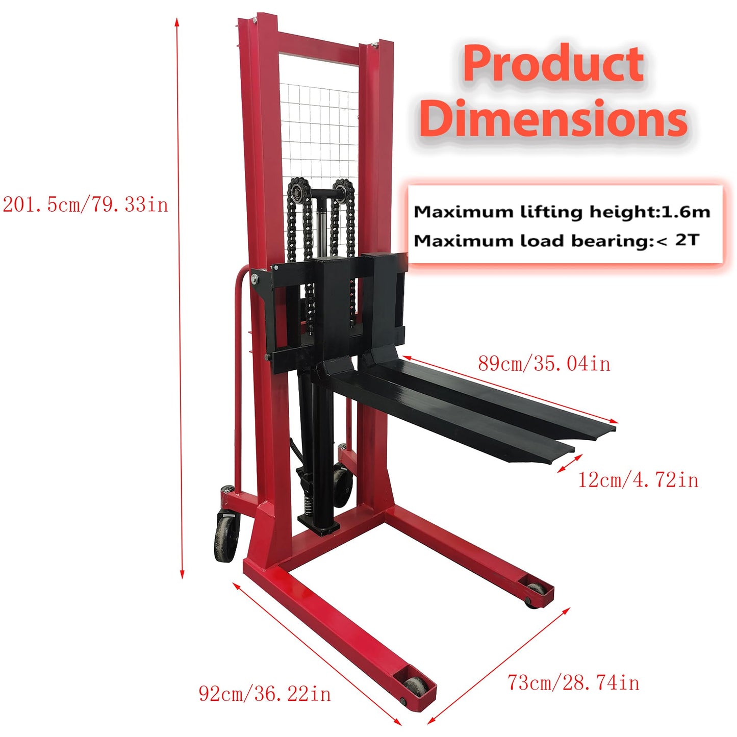 HayWHNKN Manual Pallet Stacker, Flexible Handling Manual Forklift 4400 Lbs Capacity & 63 Inch Max Lift Height | Hydraulic Hand Pump Lift Truck for Warehouse & Workshop Material Handling
