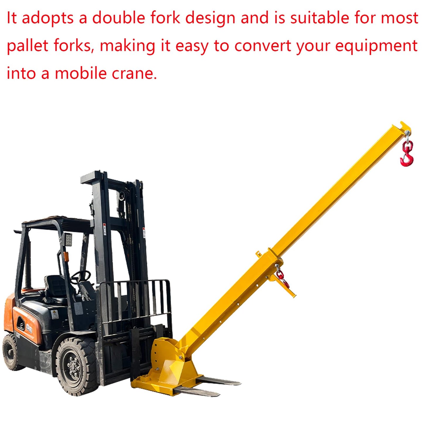 WYDDDARY Adjustable Mobile Crane Lifting Hoist Truss Jib Boom Hook Forklift Telescopic Arm with Adjustable Tilt Angle for Forklift Towing Handling(6614LbS Lift Capacity)