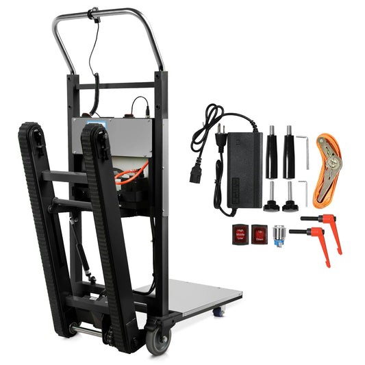 1250W Electric Stair Climbing Dolly - 900lbs Heavy Duty Motorized Hand Truck W/Telescopic Handle, 3-Mode Folding Stair Climber Cart for Furniture & Appliances (Black)