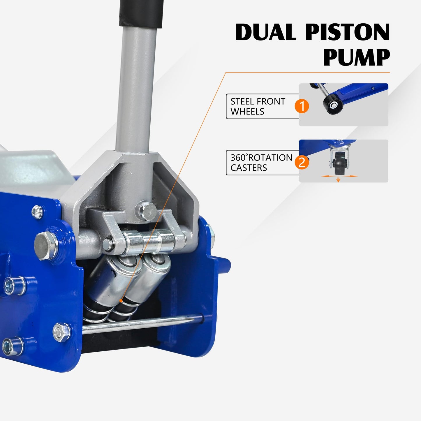 Floor Jack 5Ton/11000lbs.Dual Piston Fast Lifting Pump.Ultra Low Profile Floor Jack,Lifting Range 3.54"-21.65" .Heavy Duty Hydraulic Racing Car Jack for MVPs,SUVs and Trucks.Trolley Jack