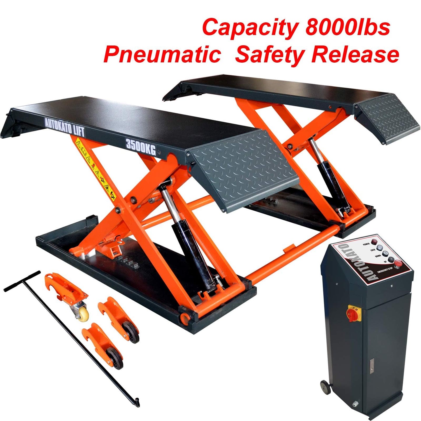 KATOOL Mid Rise Scissor Lift 8000lbs Electric Release Auto Lift 110V/1PH Quick Jack Adjustable Lift for Home Shop Garage (X80-110)