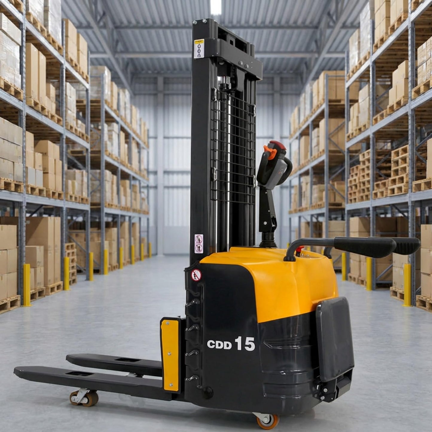 Compact Electric Pallet Stacker, Manual and Mobile Hydraulic Stackers, High Lift Stack Truck for Warehouse, Factory, Supermarket, and Logistics Material Handling