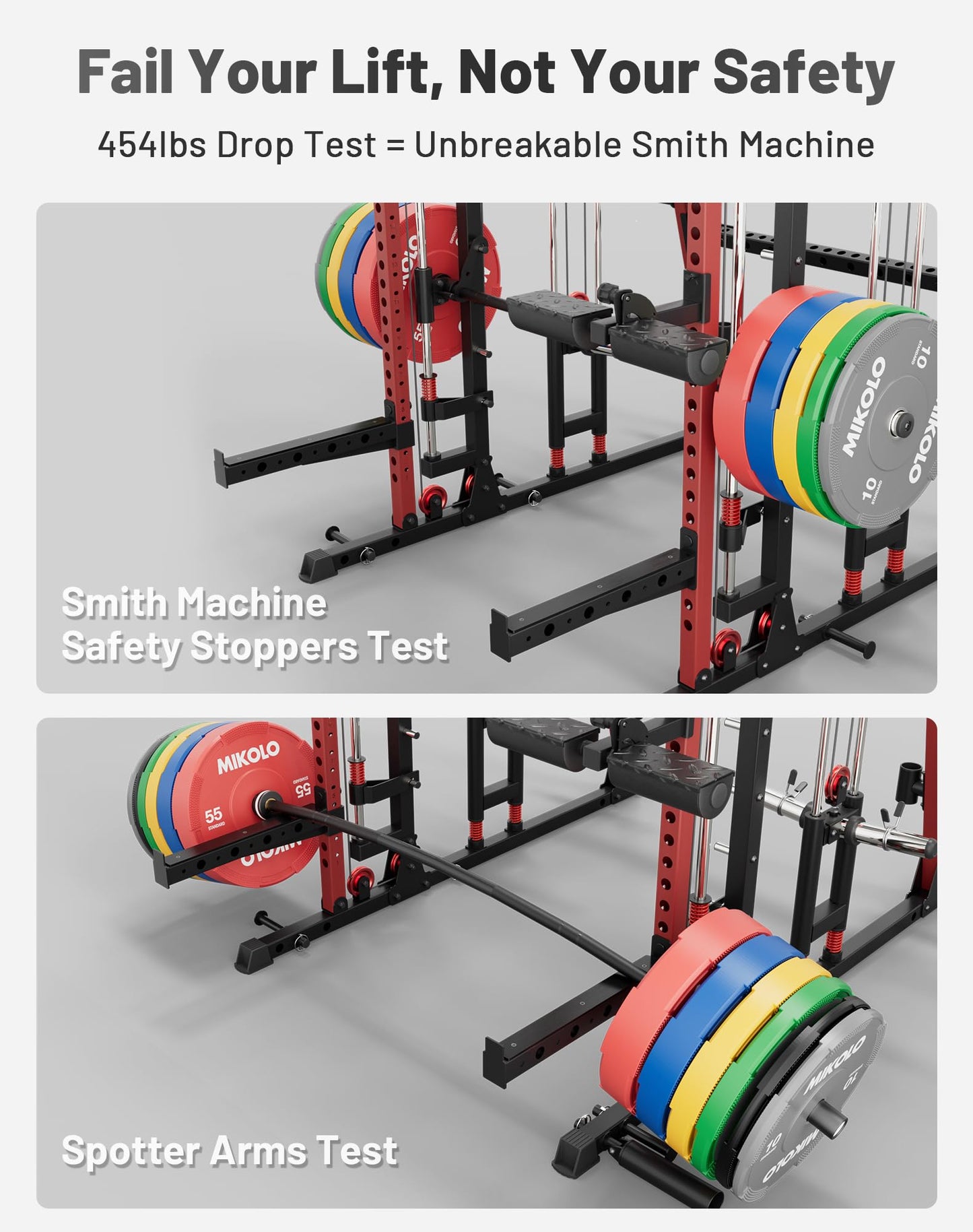 Mikolo Smith Machine, 2200lbs Squat Rack with LAT-Pull Down System & Cable Crossover Machine, Power Rack and Packages (RPRO230CPHGP)