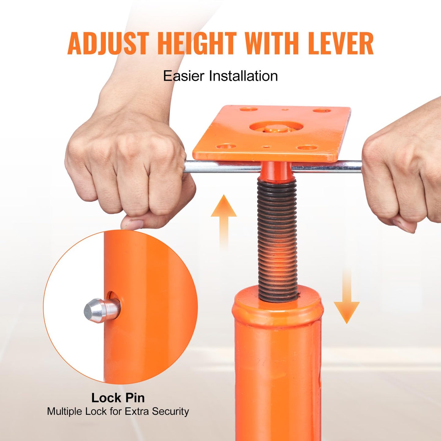 VEVOR House Floor Jack, 54"-150" Height Range, 11200 lbs Max Load Capacity, Adjustable Support Beam Basement Jack Post Pole for Leveling, Lift Support Steel Telescoping Jack for Temporary Support