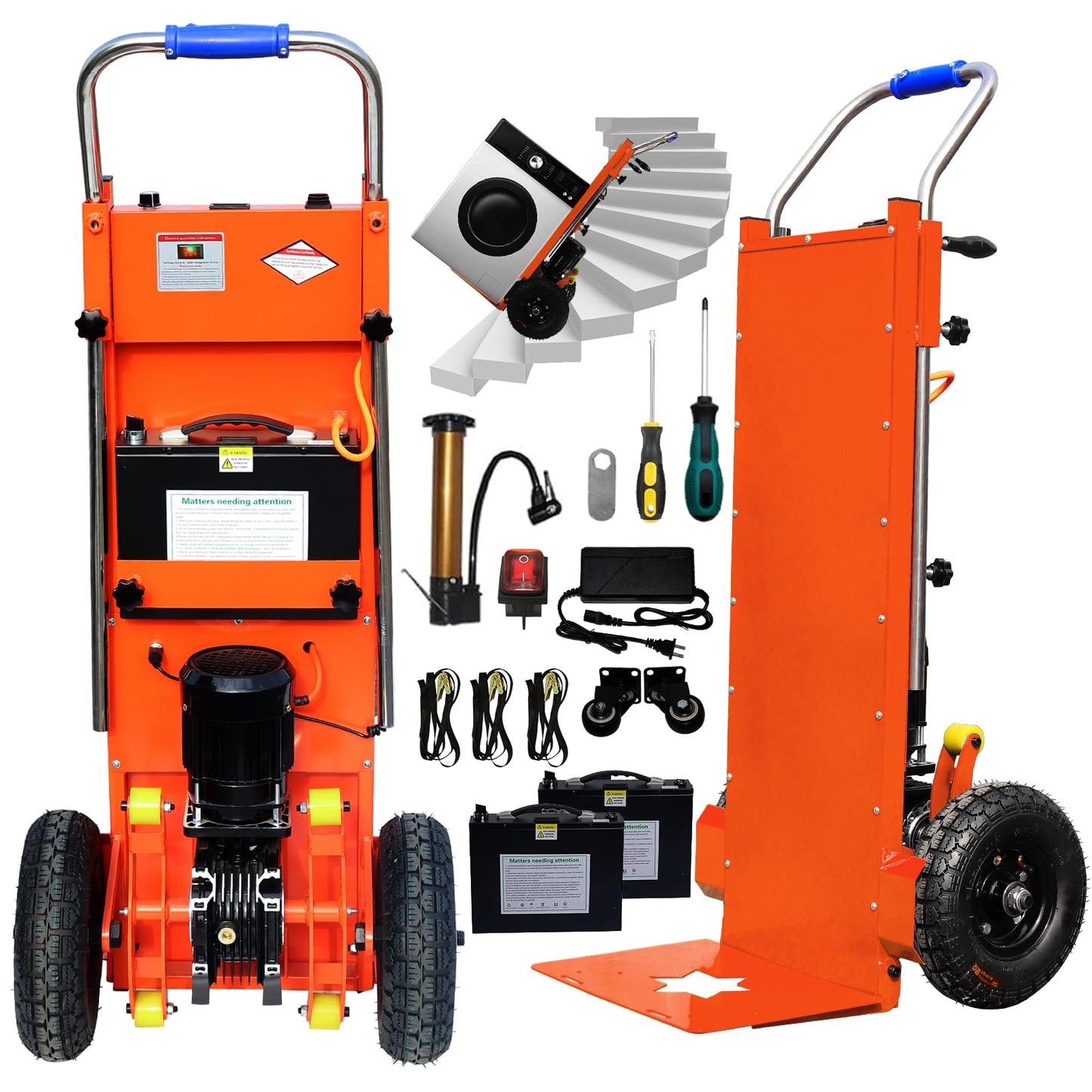 Commercial-Grade 1500W Electric Stair-Climbing Hand Truck | 900lbs Heavy-Duty Load | 3-Mode Folding & Telescopic Handle | Patented Stair-Climber Tech for Furniture Moving (Ergonomic)