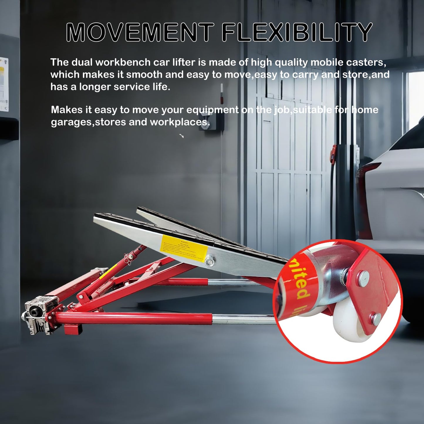 HayWHNKN Portable Car Lift 3306LBS Car Auto Scissor Lift Dual Workbench Car Lifter for Home Garages Stores
