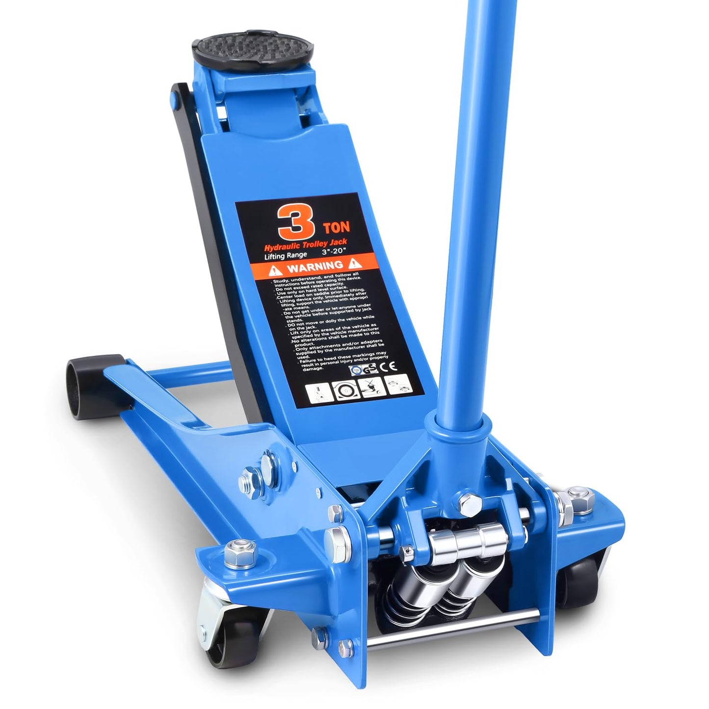 DNA Motoring Low Profile Hydraulic Trolley Service/Floor Jack, 3 Ton (6000 lbs) Capacity, Lifting Range 3"-20", Blue, TOOLS-00475