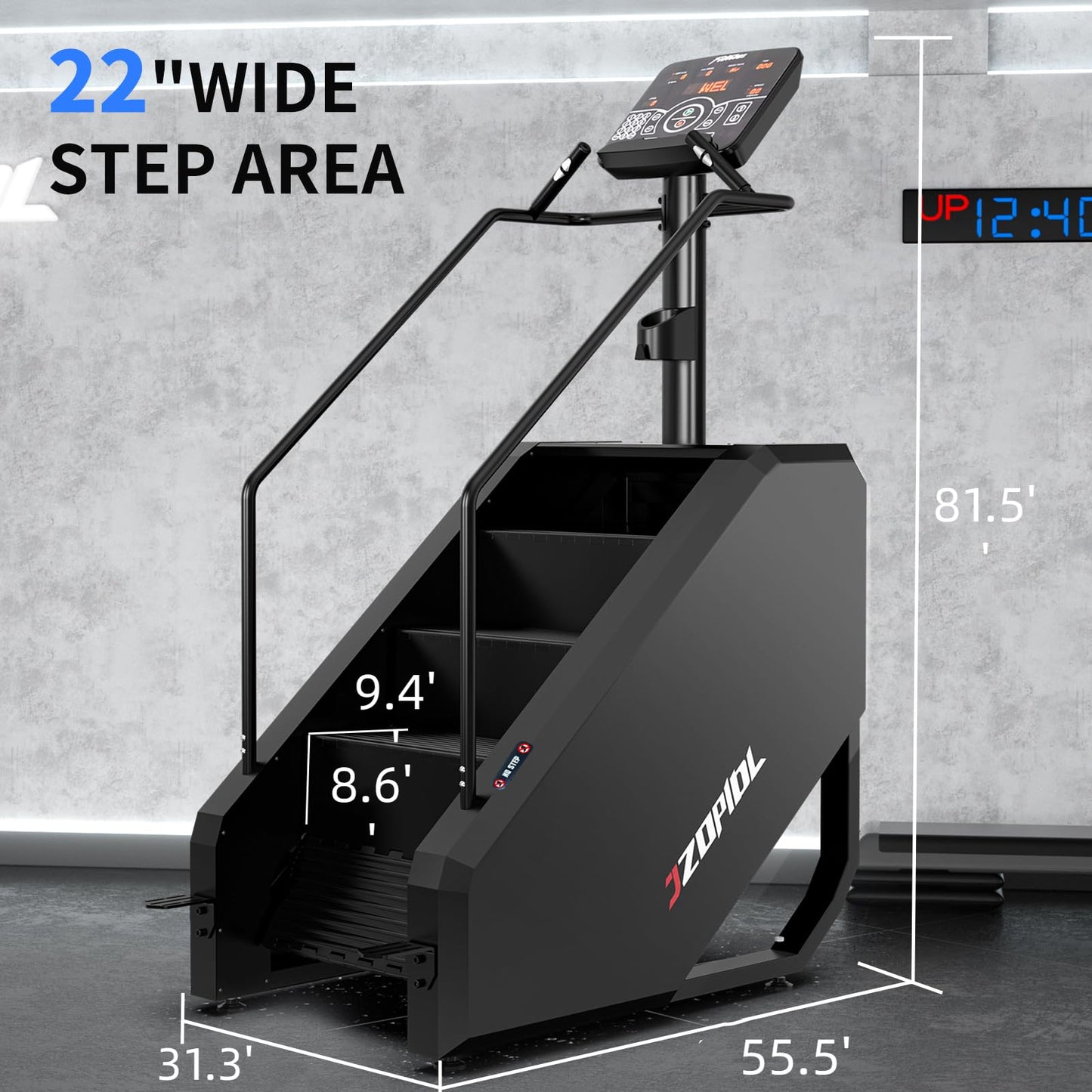 JZOPIDL Stair Stepper, Commercial Grade Stair Climber Machine with LED Screen and 12 Programs, for Cardio and Lower Body Workouts, 15-164 Steps/Minute (Black)