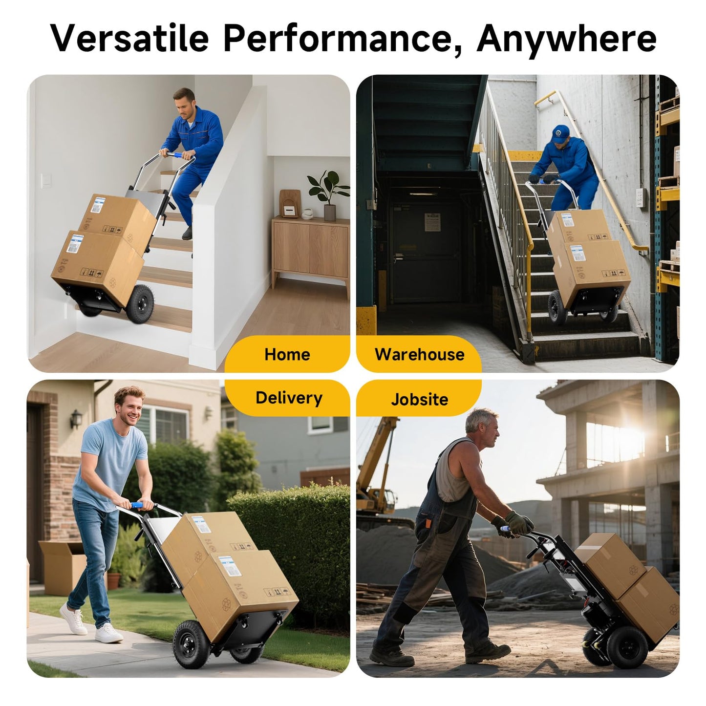 Electric Stair Climbing Dolly, 900lbs Capacity Electric Hand Trucks 1300W Heavy Duty Stair Climber with 4M Safety Rope for Furniture Logistics Warehouse
