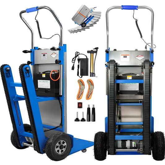 Electric Stair Climbing Dolly, 1250W Electric Hand Truck with Telescopic Handle, 3 Mode Folding Stair Climber 900lbs Max Load Capacity for Effortless Moving of Furniture (Blue - Track & Wheel)