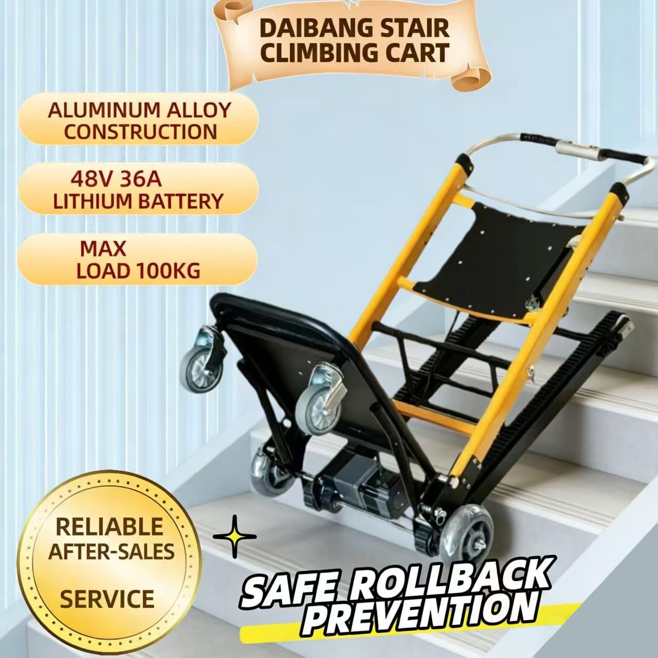 Electric Stair Climbing Cart, Motorized Stair Climber Hand Truck for Moving Heavy Loads Up and Down Stairs