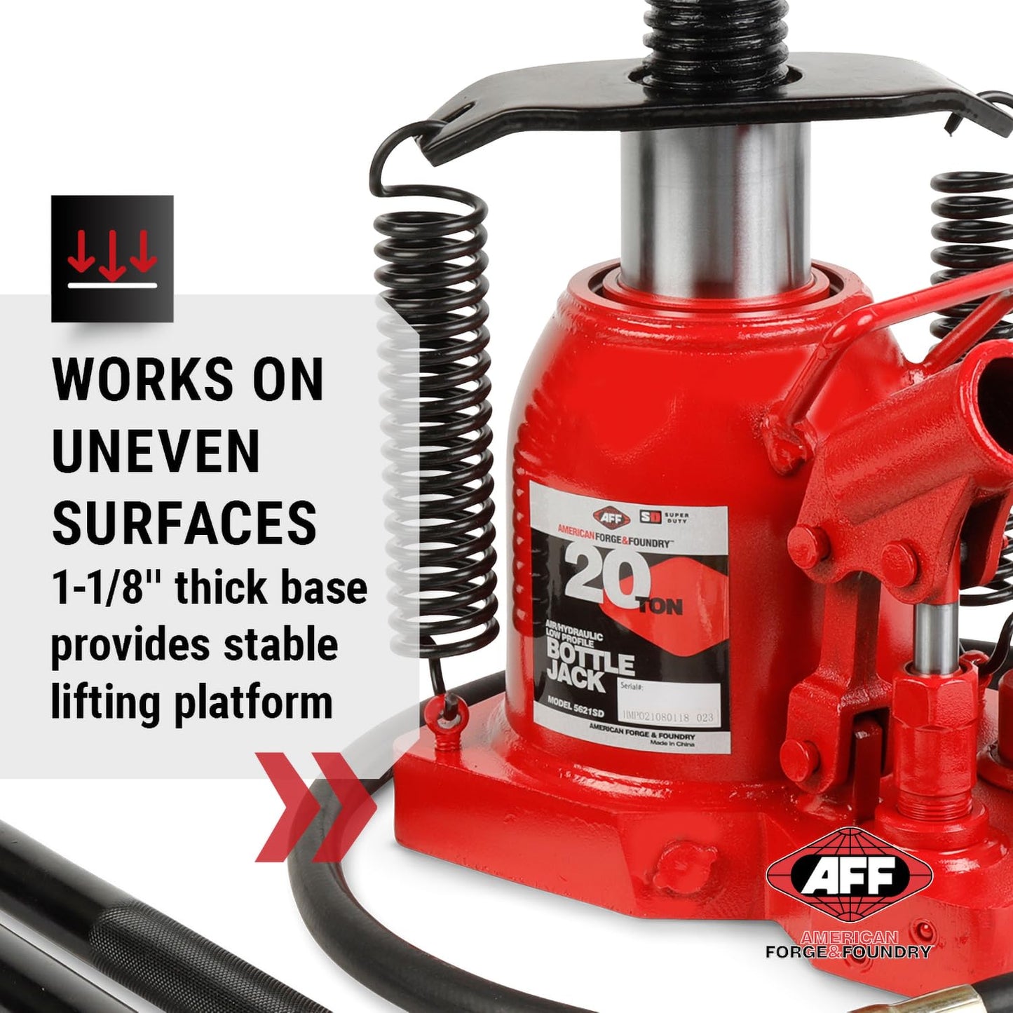 AFF 20 Ton Bottle Jack - Manual & Air Assist Hydraulic Jack for Lifting Heavy Trucks & Equipment - Super Duty