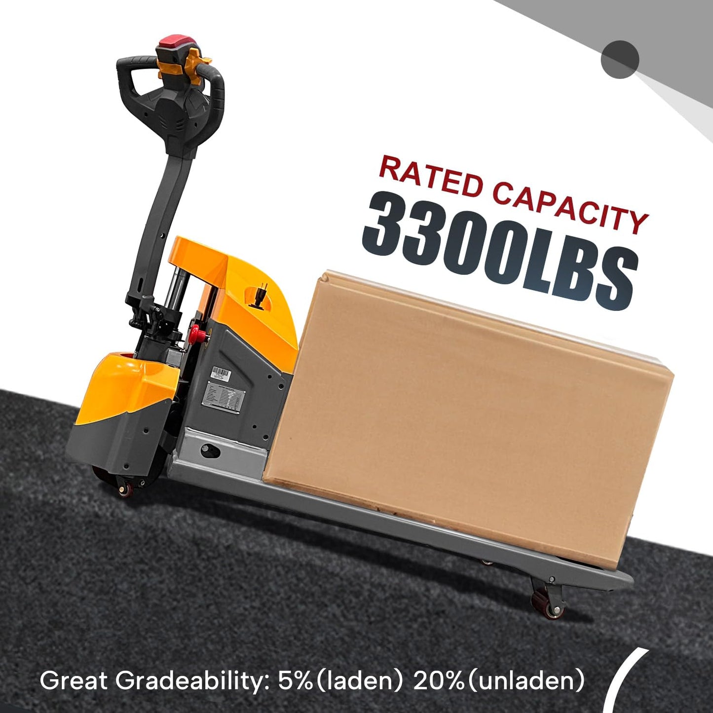 APOLLOLIFT Electric Pallet Jack, 3300 lbs Capacity, Pallet Truck 48" x 27" Forks, 24V/65AH Gel Battery, 3-5H Working Time with Built-in Charger, Compact Size for Material Handling