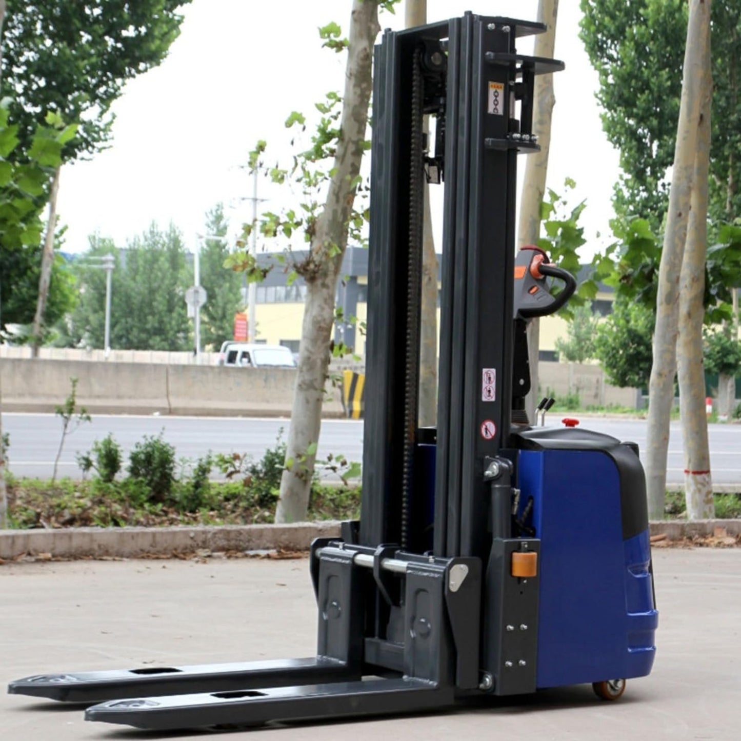 Electric Pallet Storage Stacker, Battery Powered Forklift Lift Equipment, Walk Behind Hydraulic Stacking Machine, Warehouse Storage Handling Equipment, Material Handling System
