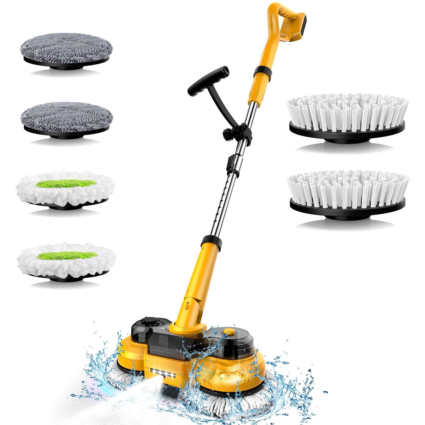 Cordless Electric Mop for Dewalt 20V Battery (NO Battery), 2 In 1 Spin Mop & Floor Scrubber Machine with LED Light & Water Spray, 800 RPM Electric Mops for Floor Cleaning, Hardwood,Tile