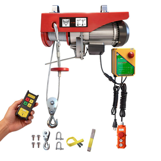 Electric Hoist, 2200 lbs 110V Electric Winch with 328 ft Wireless & 14 ft Wired Remote Control, Single/Double Slings, 40 ft Single Cable Lifting Height, Lift Hoist for Garage Warehouse Factory