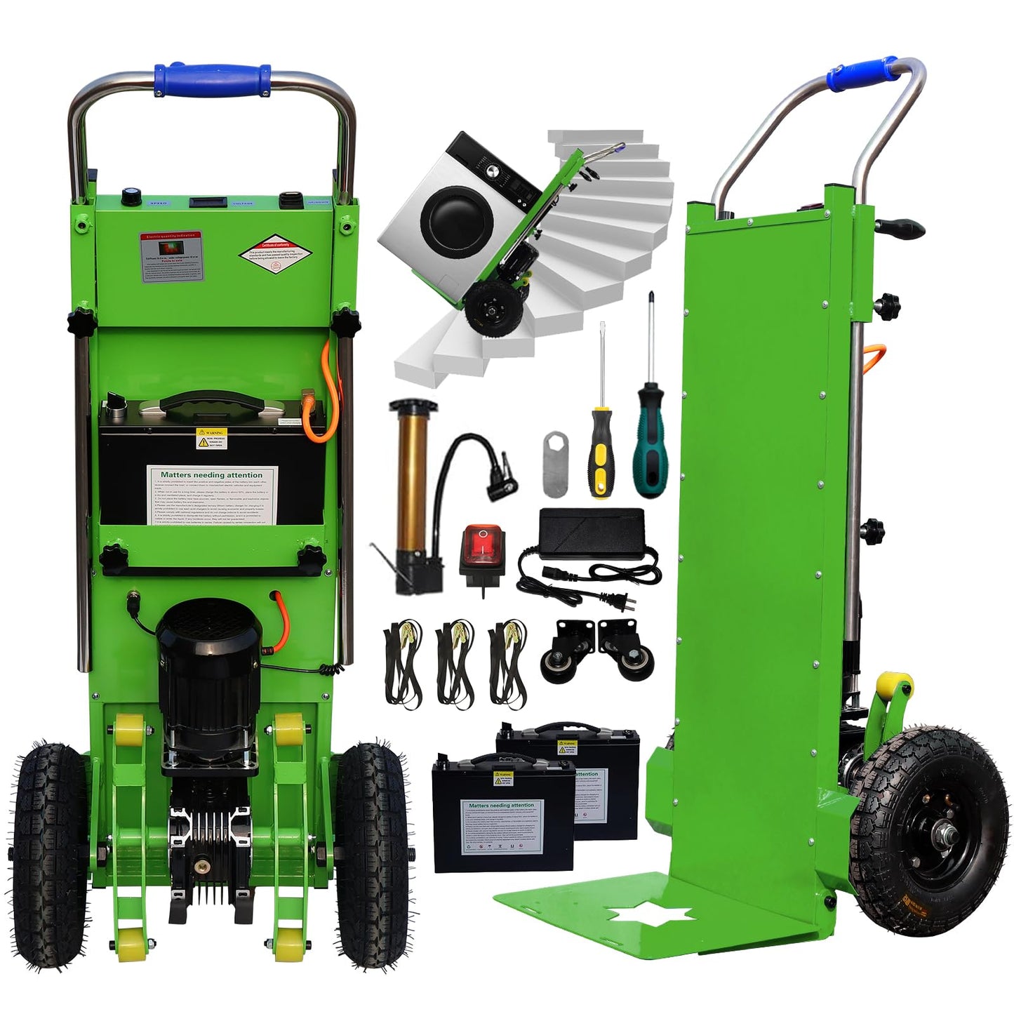 Commercial-Grade 1500W Electric Stair-Climbing Hand Truck | 900lbs Heavy-Duty Load | 3-Mode Folding & Telescopic Handle | Patented Stair-Climber Tech for Furniture Moving (Ergonomic)