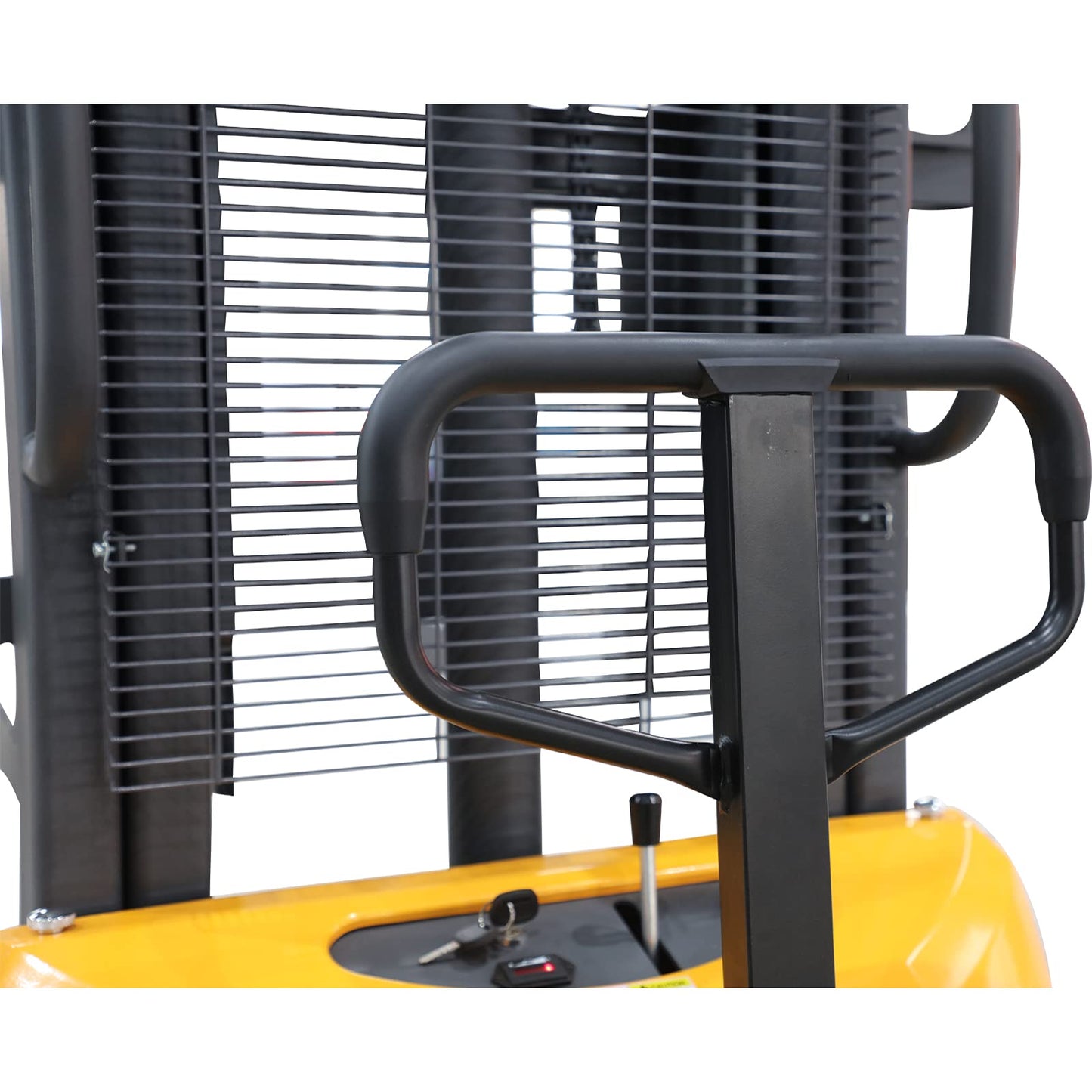 Aequanta Semi Electric Pallet Stacker Power Pallet Forklift Across Legs with Adjustable Forks 3300lbs Capactiy 98" Lifting Height