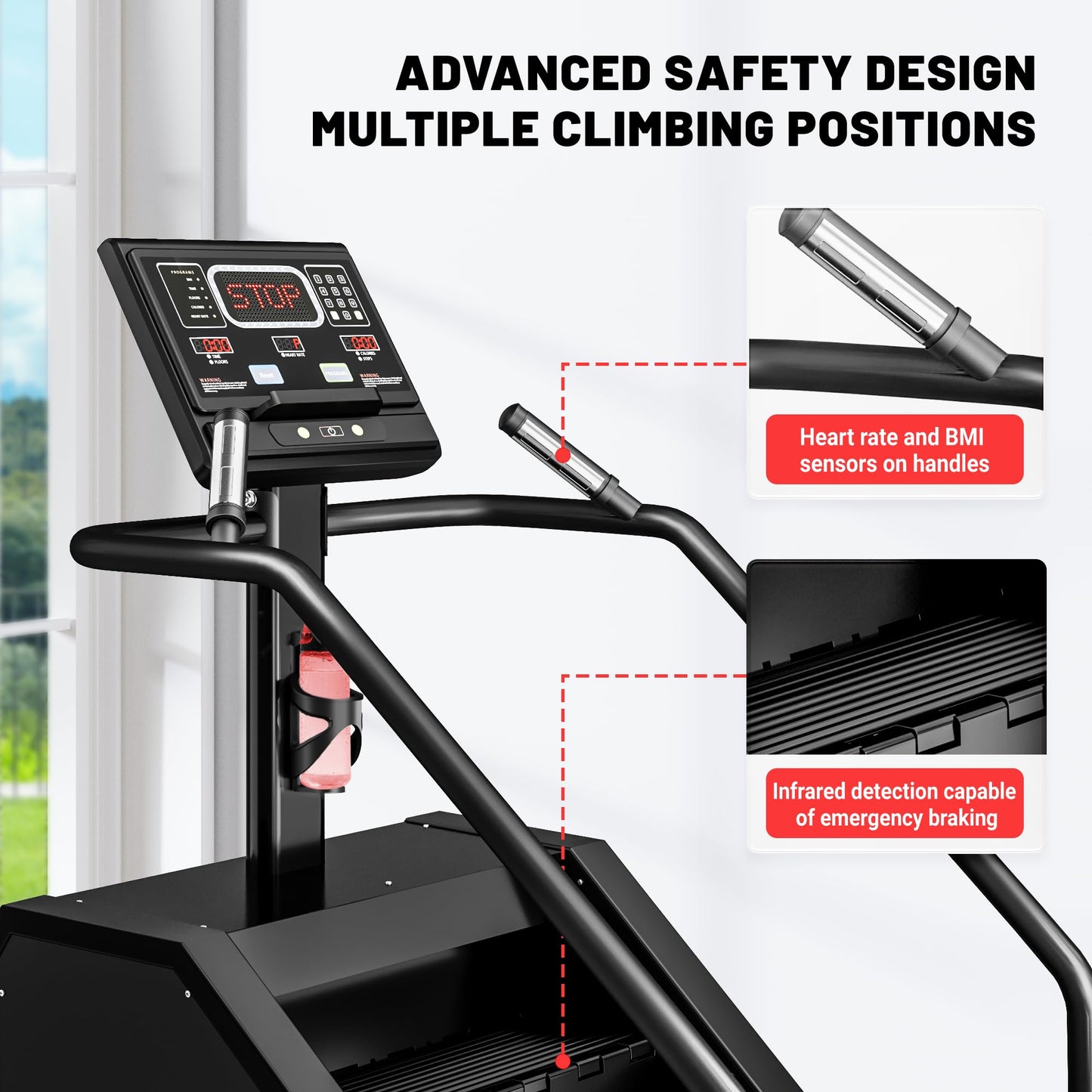 JELENS Stair Stepper Machine with LED Screen, 550 LBS Commercial Grade Stairmaster Machine, Stair Climber with 15 Resistance Levels, 24-164 Steps/Minute (Black)