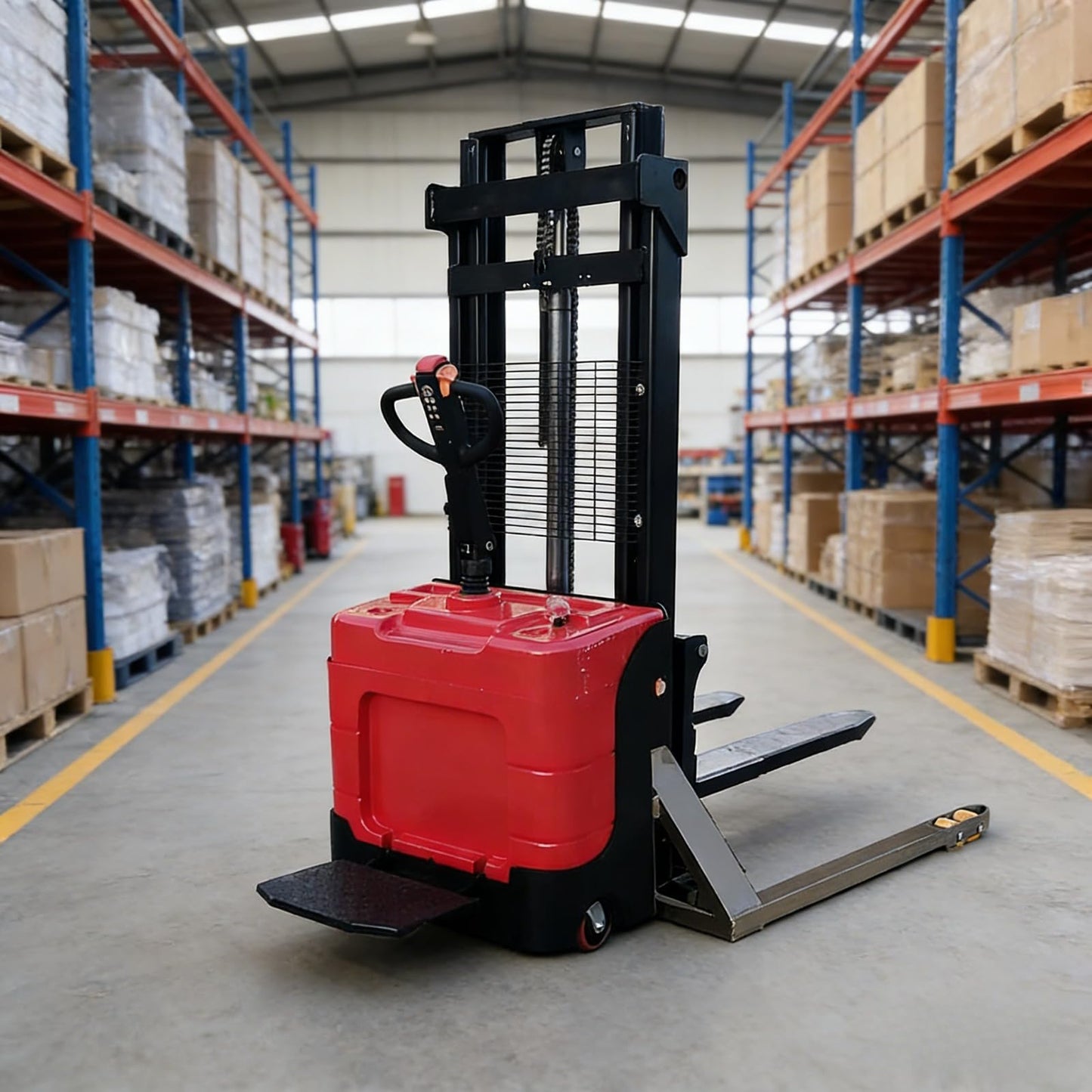 Full Electric Pallet Jack Stacker 1000kg 1500kg 3000mm Lift Height Adjustable Fork Hand Push Stacker for Workshop Material Handling and Pallet Stacking