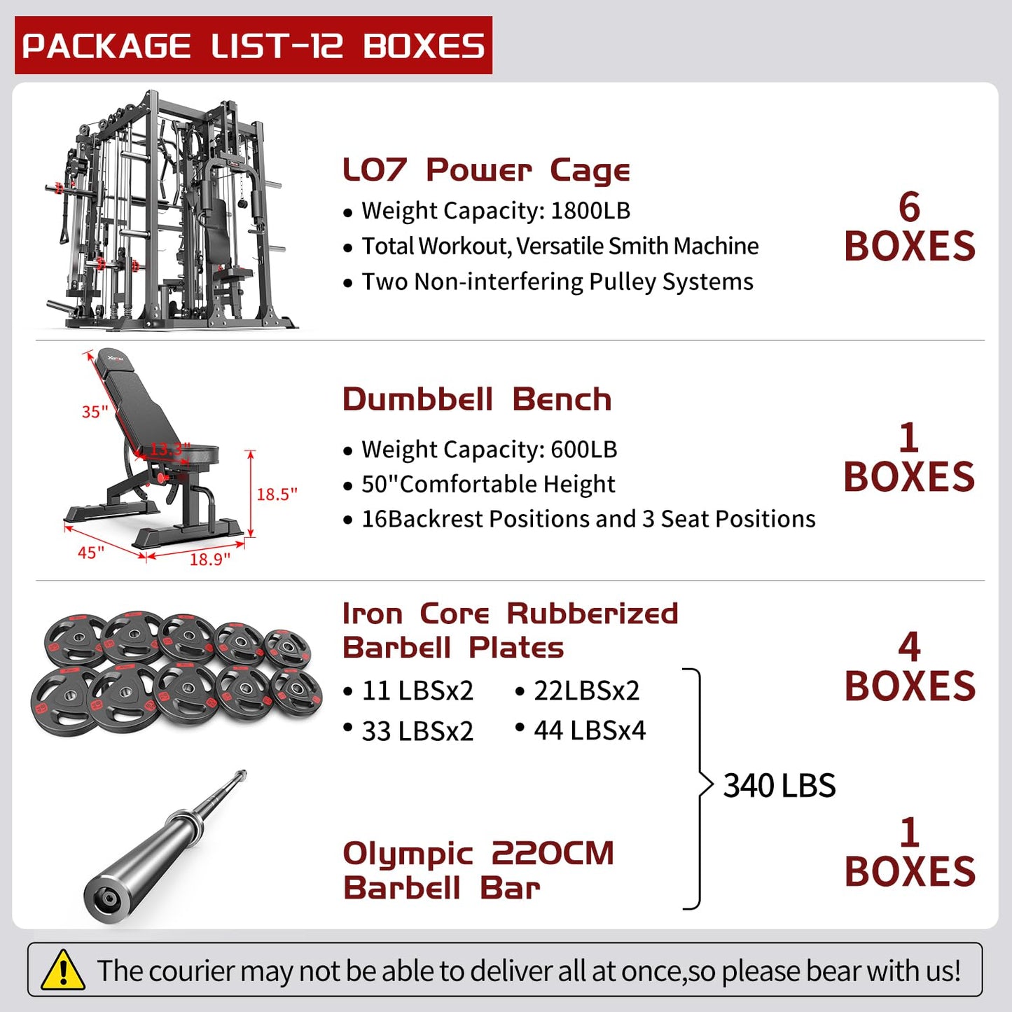 Multi-Purpose Squat Rack,Smith Machine Weight Rack Set with Cable Crossover System, Home Gym Power Racks, Power Racks and Packages (L07 Duo Edition, Power cage Black+Bench+(Pole+Cast lron) 338LBS)