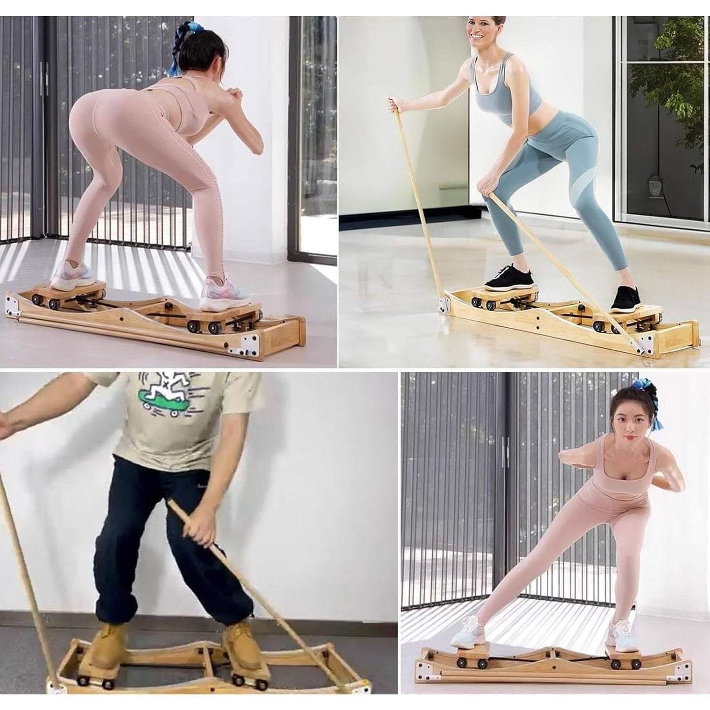 Ski Training Machine, Machines Exercise Device, Leg Equipment with Handrails and Stainless Steel Slide Rails are Made of Thick and Stable Materials Suitable
