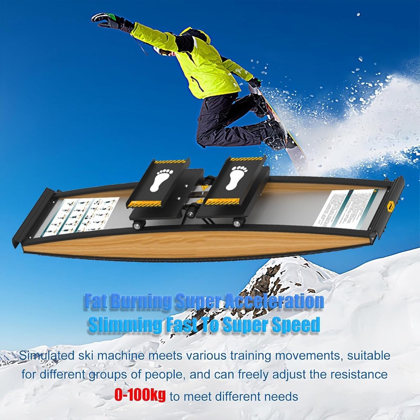 Ski Training Device Waist Simulator Indoor Aerobic Fitness Equipment with Poles and mats Trainer Machine 3D Cross