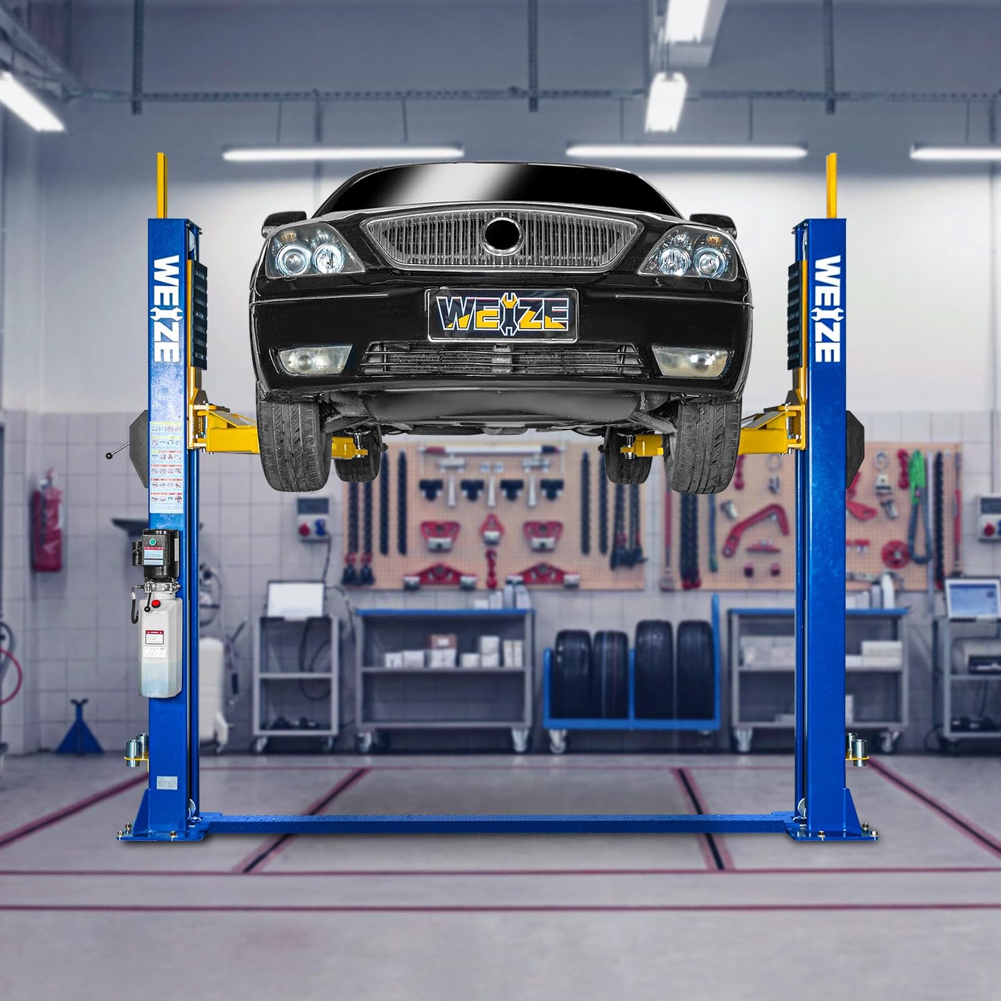 Weize 2 Post Automotive Car Lift, 12,000 lbs Capacity, 220V 4HP Powerful Motor with Single Point Lock Release for Repaire Shop